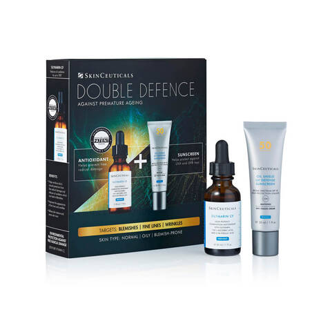 SkinCeuticals Double Defense Kit Silymarin CF and FREE full size Oil Shield UV Defense SPF 50